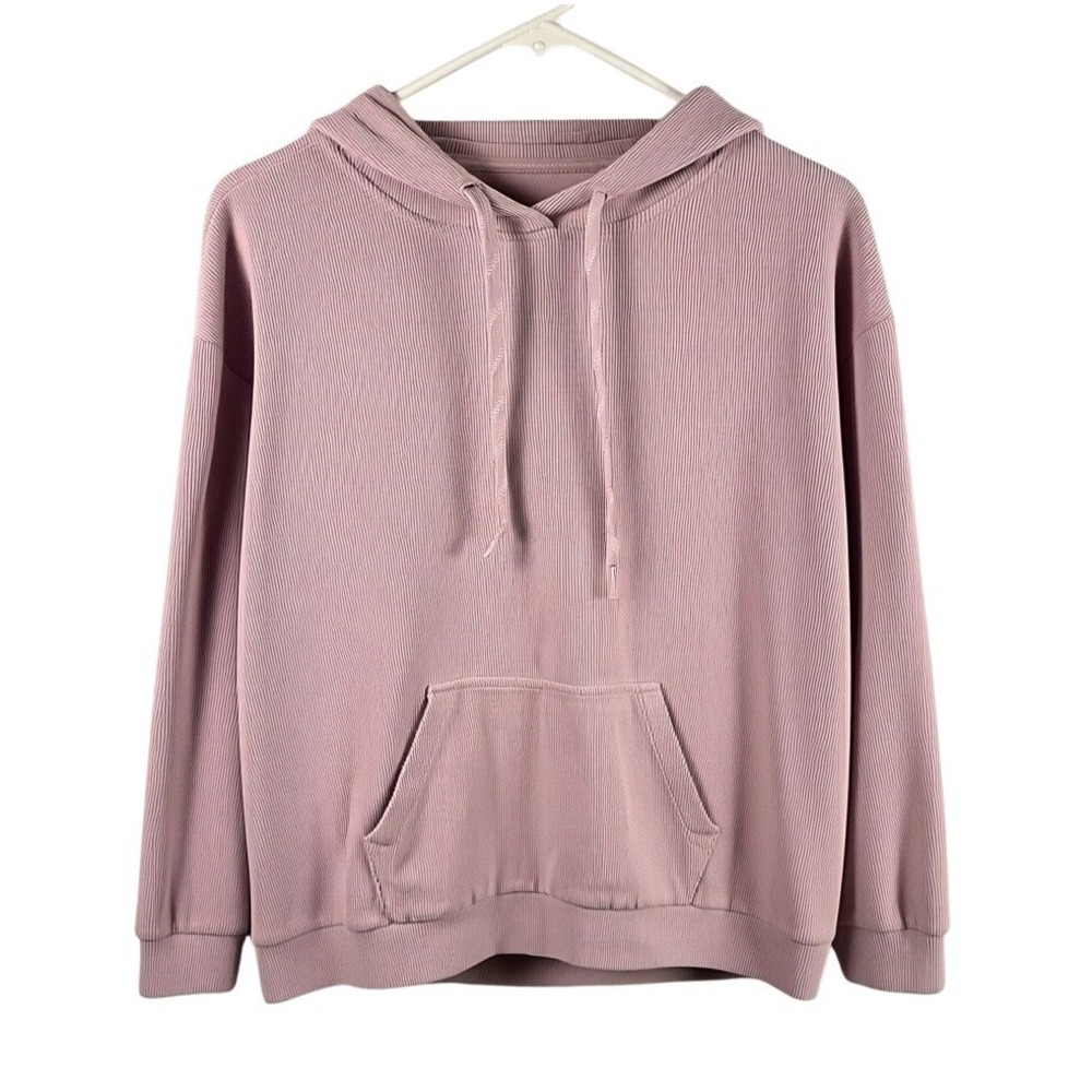 Marc New York Andrew Marc Purple Ribbed Knit Hoodie Long Sleeve Pullover Small